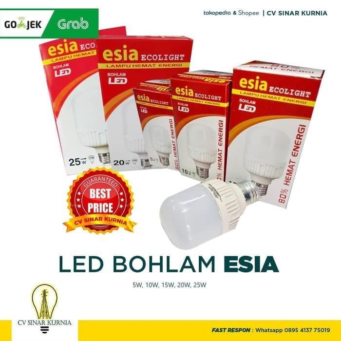 Lampu ESIA LED Bohlam Kapsul 5W 10W 15W 20W 25W Murah Terang Kualitas Mantap