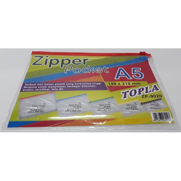 

UKRION-TOPLA ZP-9020 Zipper Pocket A5| Kantong Zipper Plastik A5