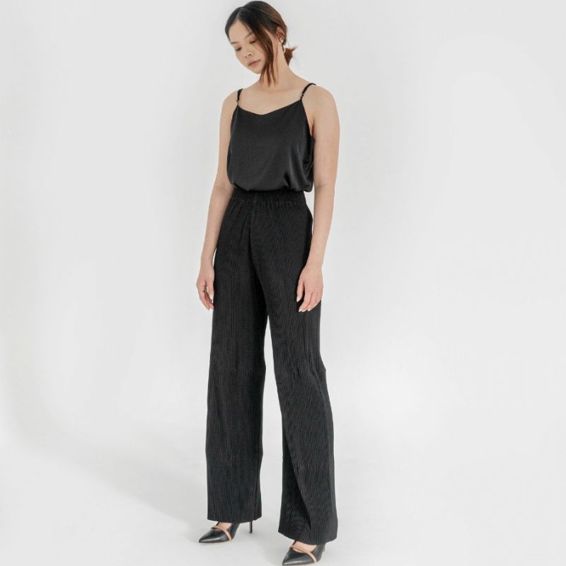 Avgal Black Pleasant Pleats Pants