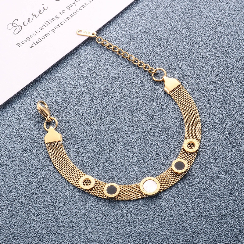 Gelang gepeng bvl clover titanium anti karat