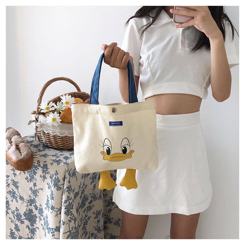 TC-98 tas tote bahu shoulder bag wanita canvas kanvas bebek daisy kampus import korea jepang