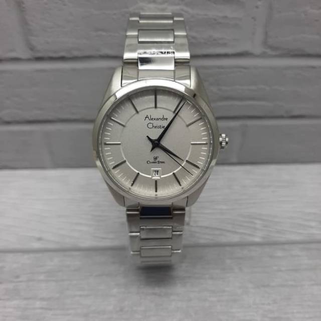 ALEXANDRE CHRISTIE WANITA AC 8579 LD ORIGINAL ( SILVER WHITE DIAL )