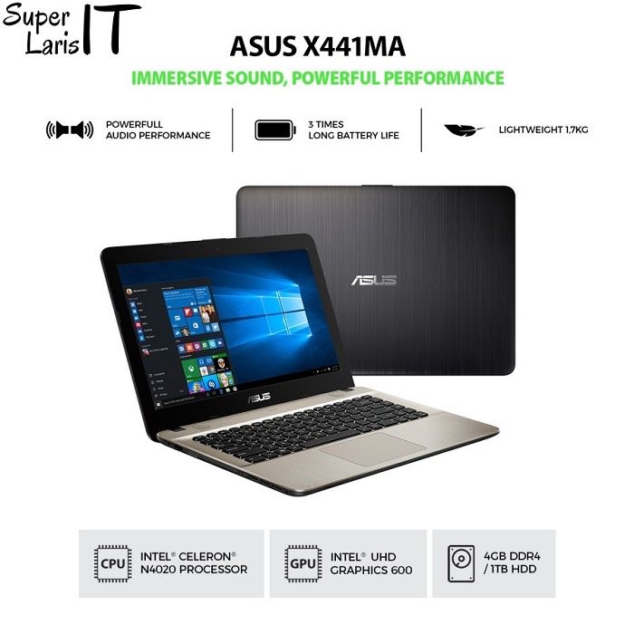 Laptop Asus Vivobook X441MAO 411 Intel N4020 4GB 1TB 14" HD W10 Resmi