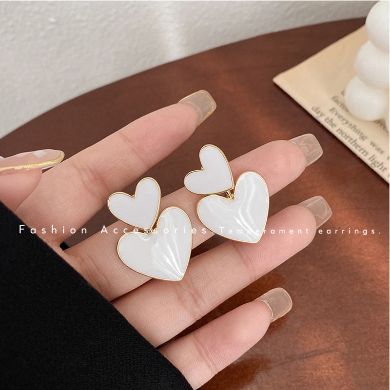 Anting Tusuk Gantung Bahan Sterling Silver 925 Desain Hati Gaya Simple Untuk Wanita