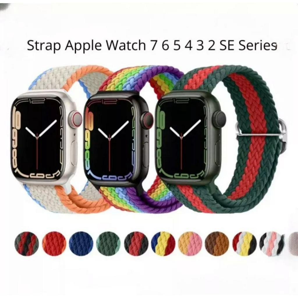 (KW) Strap Smartwatch Nilon Apple Watch T500 T55 IWO Tali Jam Pengganti Apple Watch 38/40/41mm 42/44/45mm Nilon