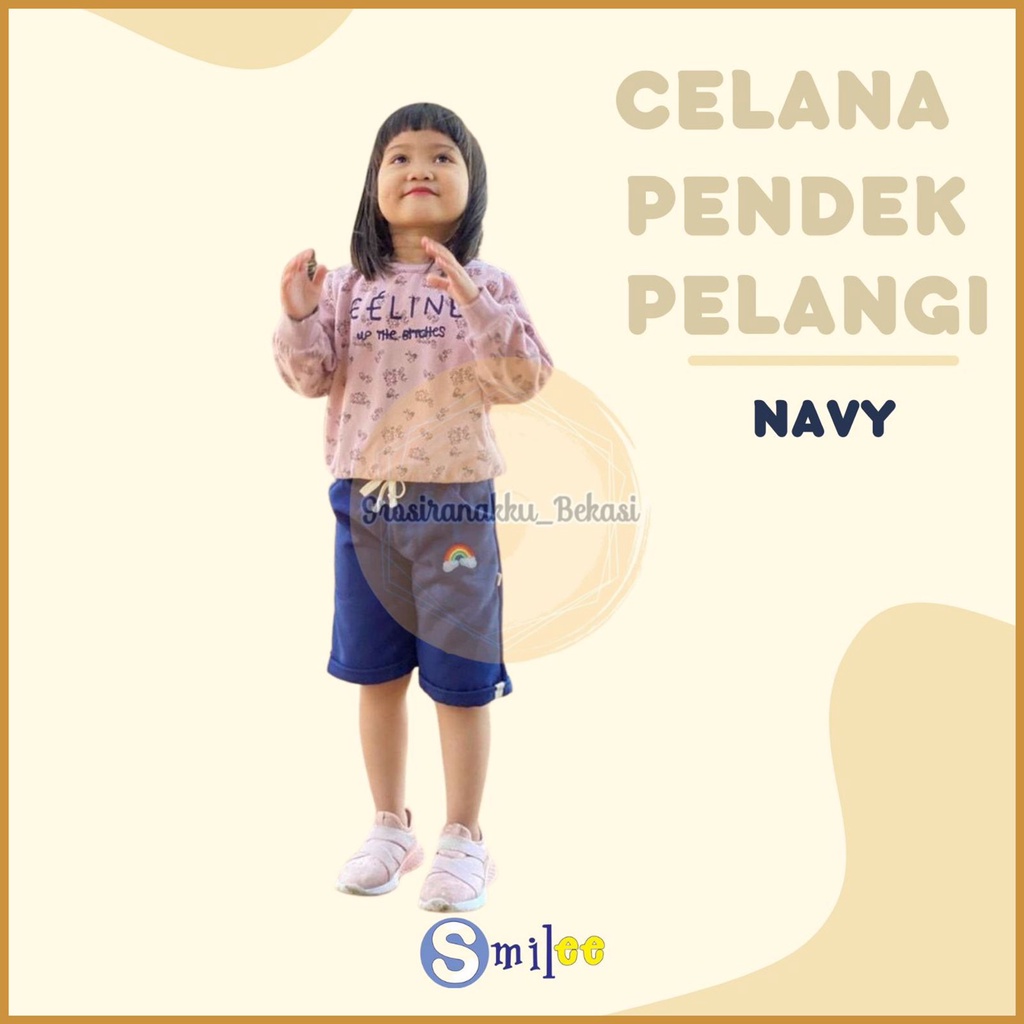 Celana Pendek Anak Pelangi Warna Navy Size 3-5Tahun