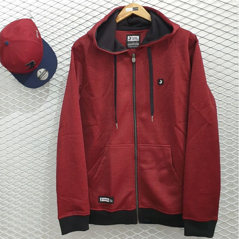 Jaket 3second Original New Arrival Zipper Hoodie Light Red