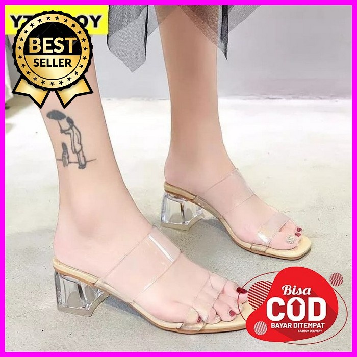 Sendal Heels Kaca Andin Elsa Ikatan Cinta Sandal Hils Higheels Mu XQ485 Hak Tahu Kaca Cinderella