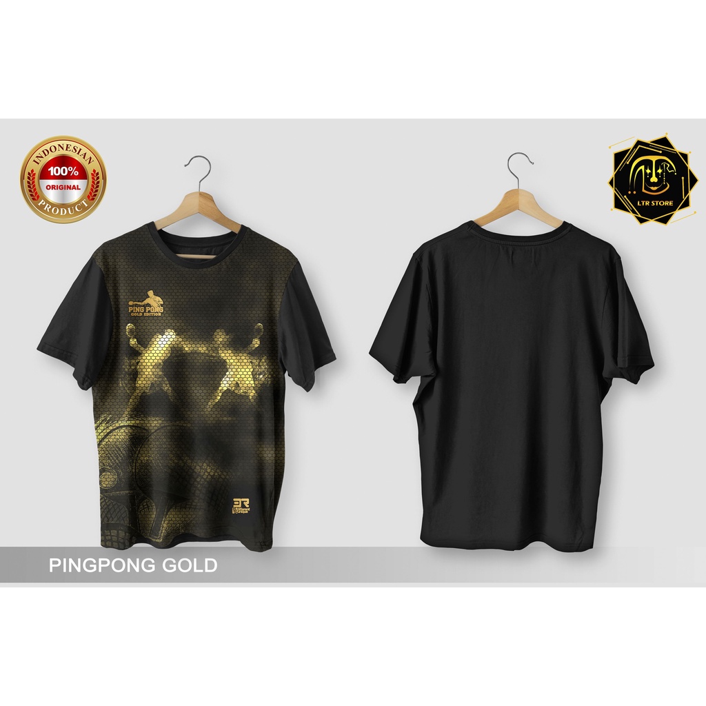 [ BAYAR DI TEMPAT ] BAJU PRINTING GAMBAR PINGPONG GOLD - KAOS DISTRO ORIGINAL MOTIF OLAH RAGA SPORT 