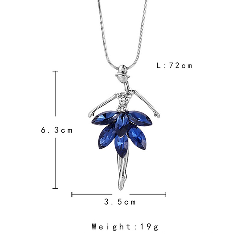 NEW Long Sweater Chain Elegant Crystal Rhinestone Ballerina girl Necklace Pendant Women Simple Clothing Pendant