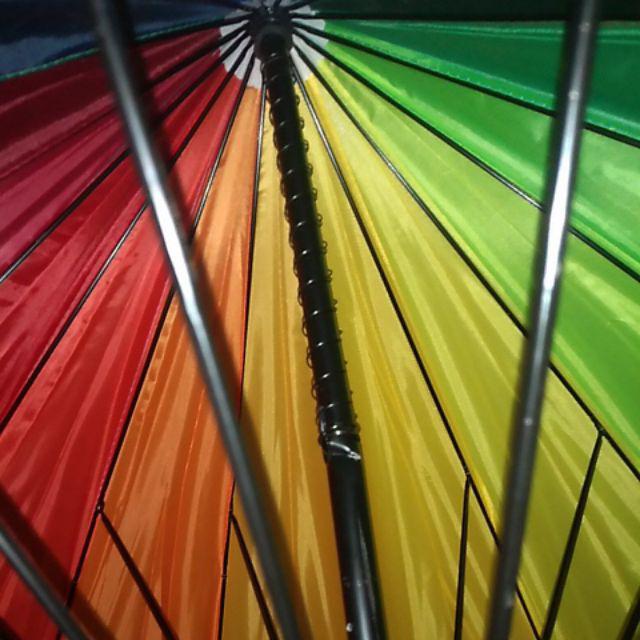 Payung Golf Pelangi Rainbow 16 Jari Jualan Besar Jumbo Umbrella Parasol - Anti Hujan Air