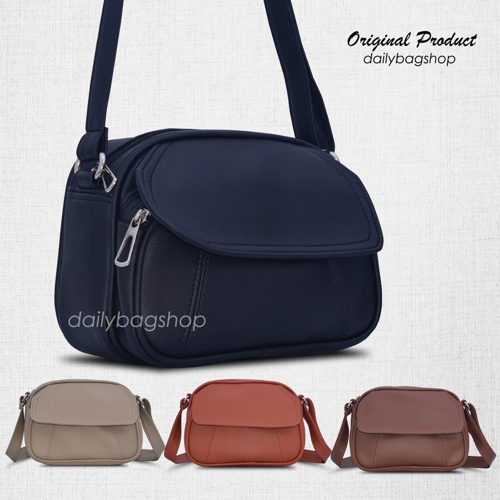 Tas Selempang Bahu Wanita Remaja Sling Bag Tutup Resleting Tas Kosmetik Daily Saory Untuk Dompet HP Modis Ootd Model  Korea Terbaru Terkini