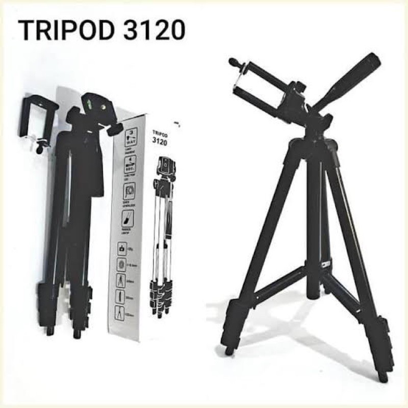 TRIPOD 3120 HOLDER U BLACK EDITION 102CM UNIVERSAL ALL IN 1 TRIPOD HITAM BAGUS