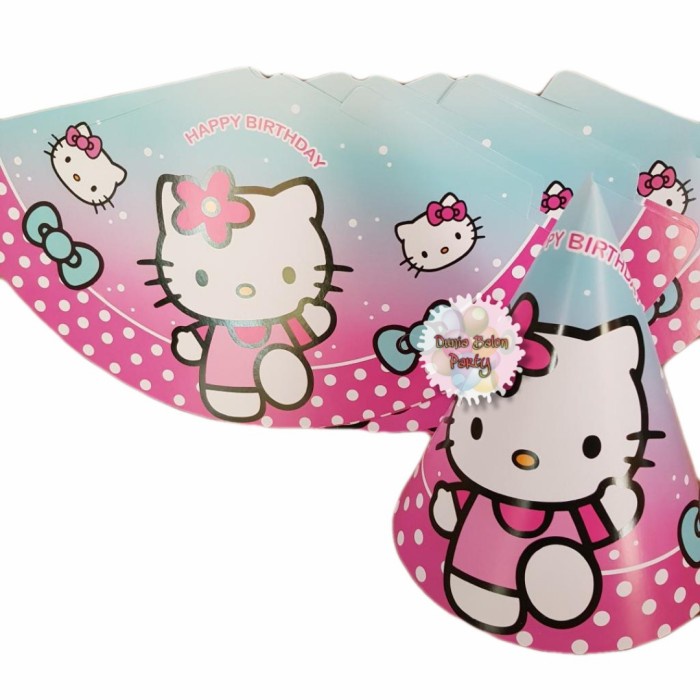 Topi Ulang Tahun Kerucut / Topi Pesta Karakter Hello Kitty