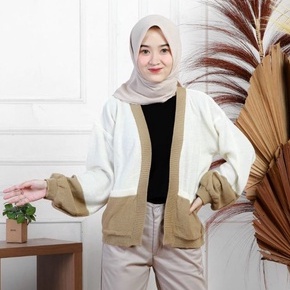 MANDA CARDY / CARDIGAN KOMBINASI 2 WARNA / CARDIGAN WANITA KOREAN STYLE/ CARDIGAN RAJUT WANITA