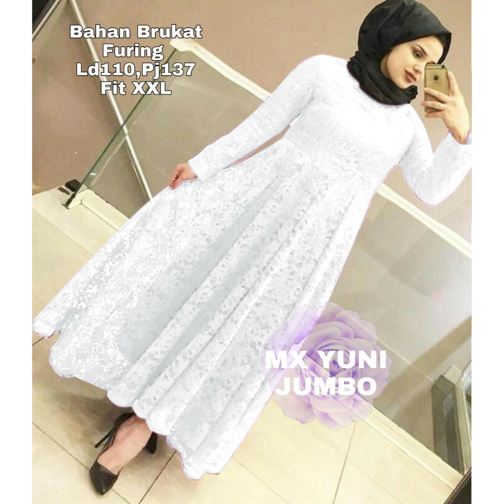 INDOBEST 2XL / XXL BRUKAT DRESS MEWAH YUNI / JUMBO SIZE / GAUN PESTA FORMAL