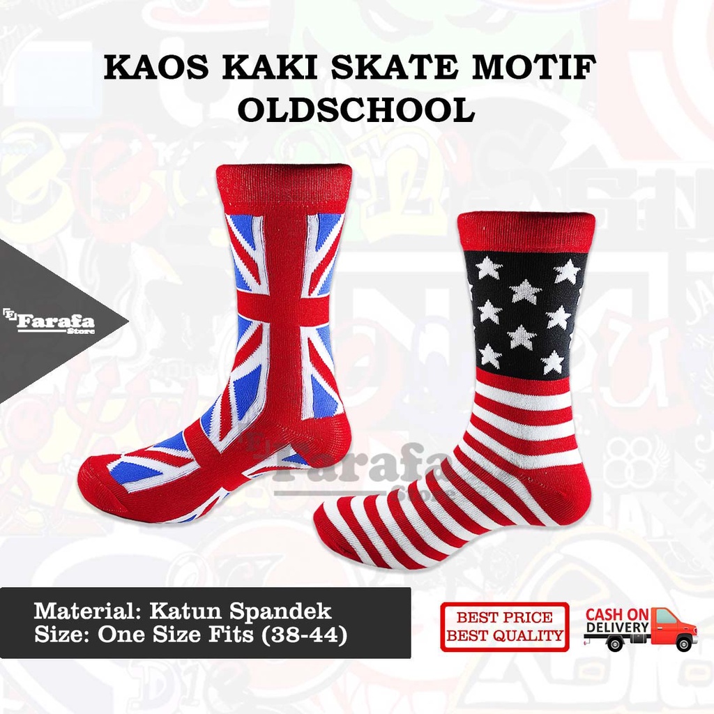 Kaos Kaki Skate Kaos Kaki Distro Kaos Kaki Old School Motif Bendera Bahan Katun Premium