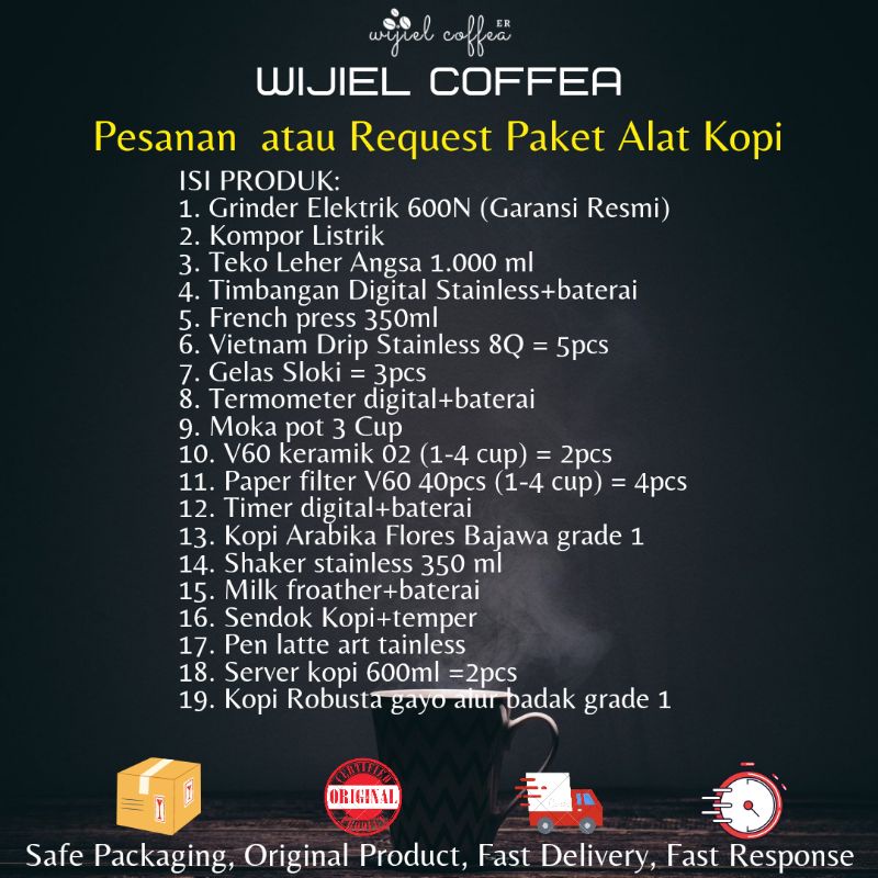 Paket Alat Kopi Kedai Kopi Lengkap Grinder Vietnam drip V60 French press PAKET USAHA KEDAI KOPI
