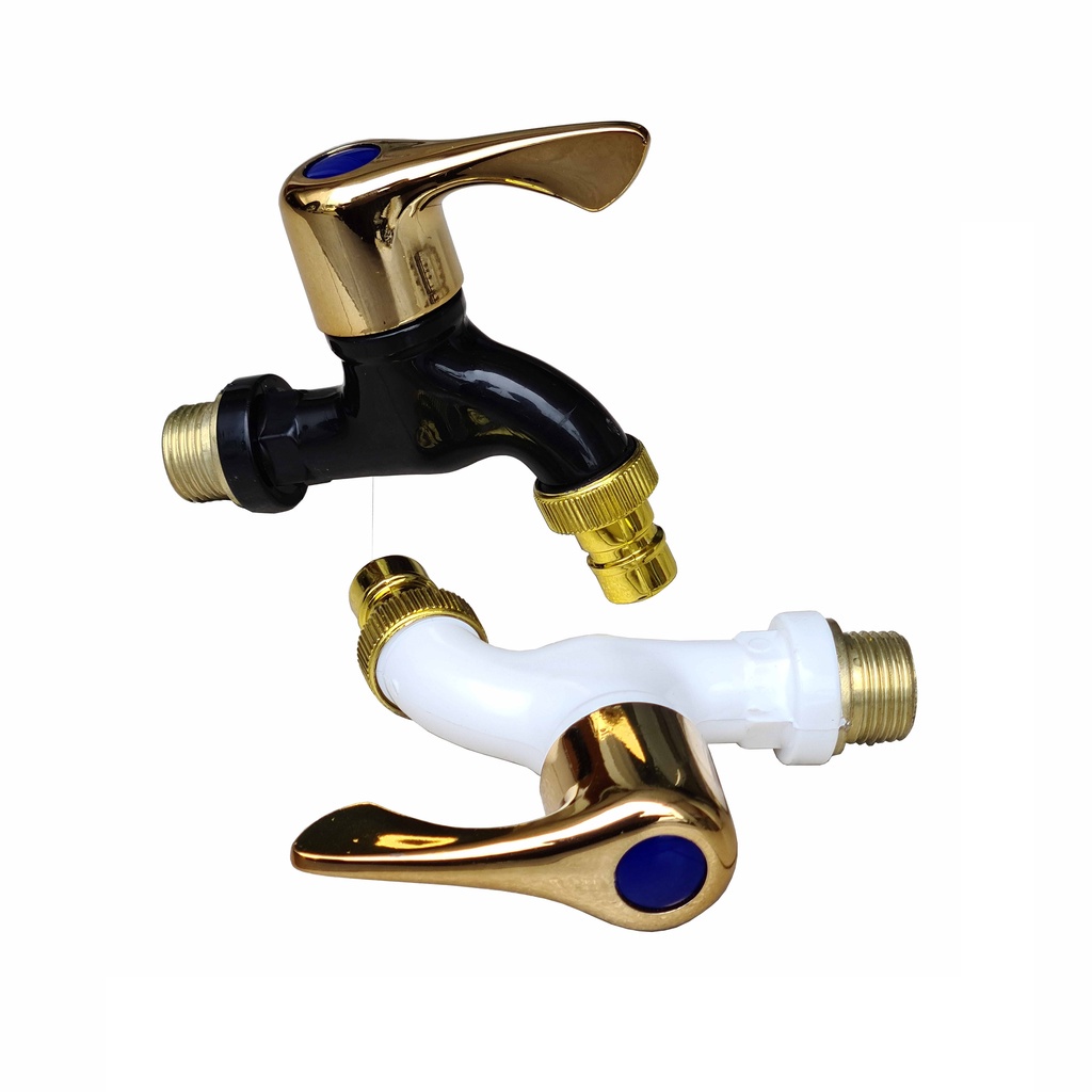 Kran Air Plastik 1/2&quot; Drat Kuningan Keran Taman 1/2 Inch Engkol Gold ABS