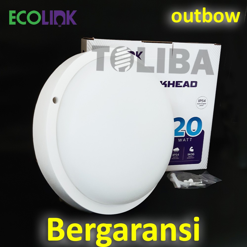 lampu panel led bulkhead ecolink 20watt 20w 20 w outbow ip54 4000k downlight tempel plafon sni