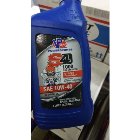 VP Racing motor oil S4 1000 full synthetic oli untuk motor bensin 4T sae 10w-40