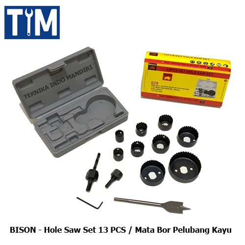 BISON Hole Saw Set 13 PCS / Mata Bor Pelubang Kayu