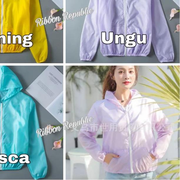 Jaket Wanita Trend Korea Anti UV Parasut Semi Transparan Woman Summer Sport Olahraga Casual Jacket