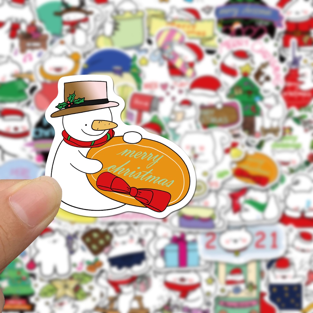 50 Pcs Stiker Motif Kartun Tupai Natal Tahan Air Untuk Dekorasi Komputer