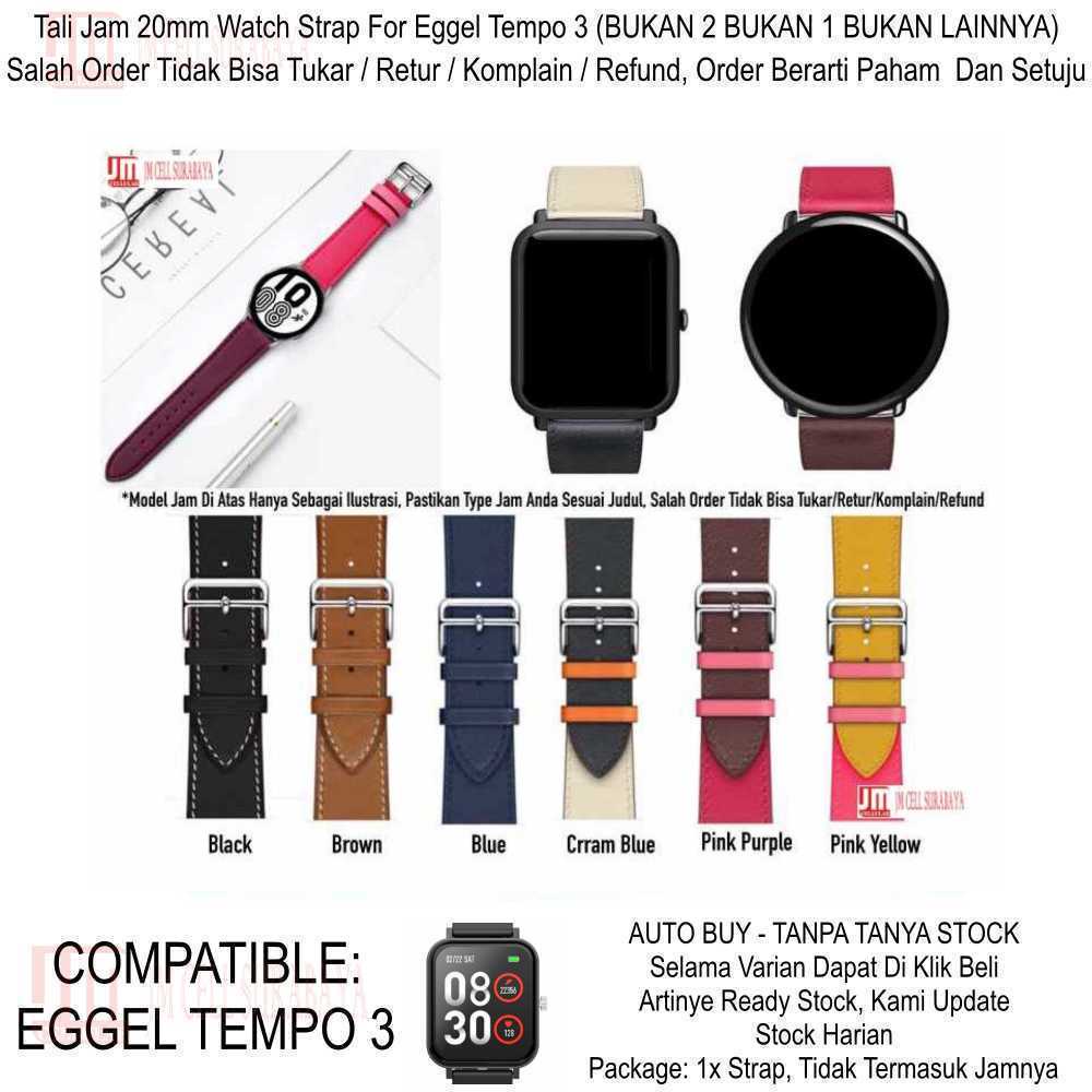 Fashion Watch Strap Eggel Tempo 3 Kotak - Tali Jam Tangan 20mm Leather Kulit