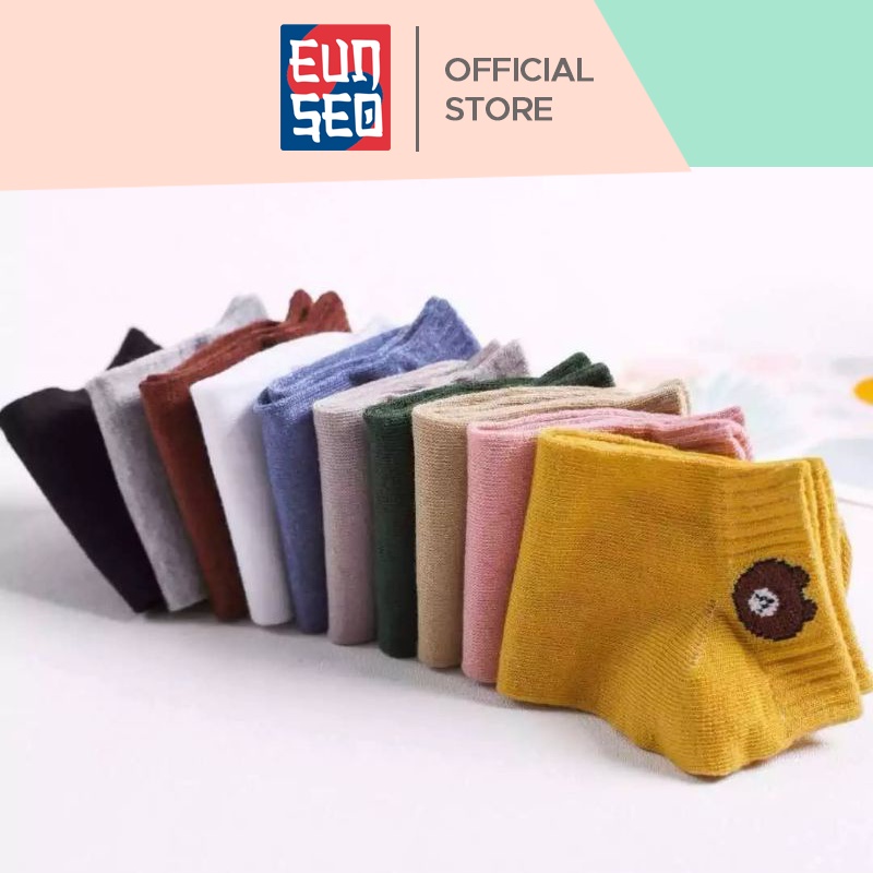 EUNSEO Kaos Kaki Fashion Korea Motif Beruang Kaos Kaki Pendek Wanita Pria Kaos Kaki Unisex Import