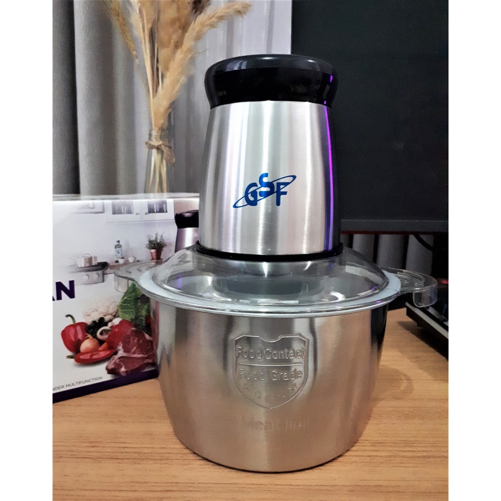 BLENDER DAGING STAINLESS 2L / FOOD CHOPPER STAINLEES / MEAT GRINDER STENLIS / CHOPER PENGGILING DAGING ELEKTRIK CAPSULE COPER SERBAGUNA 2 LITER