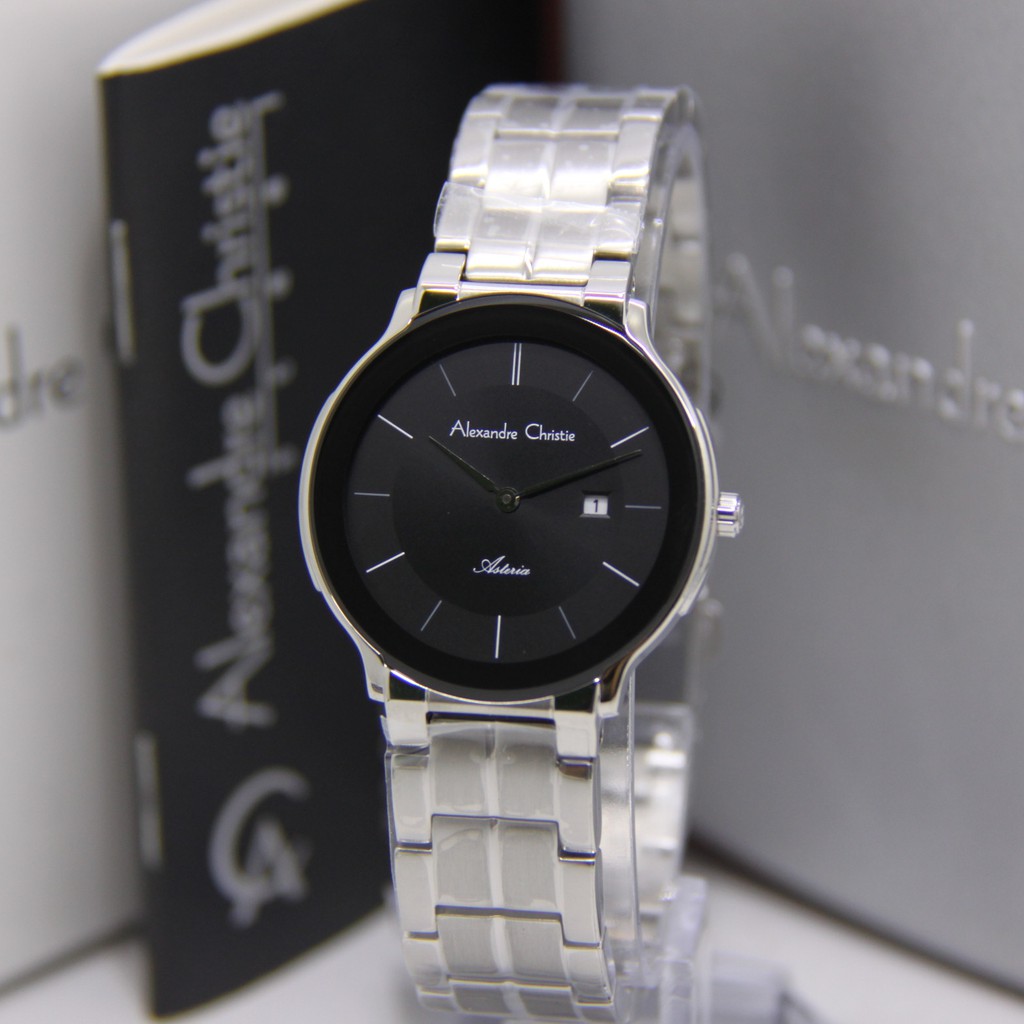 ALEXANDRE CHRISTIE 8615 WANITA SILVER BLACK ORIGINAL AC8615 AC 8615 JAM TANGAN CEWEK ARLOJI CEWEK