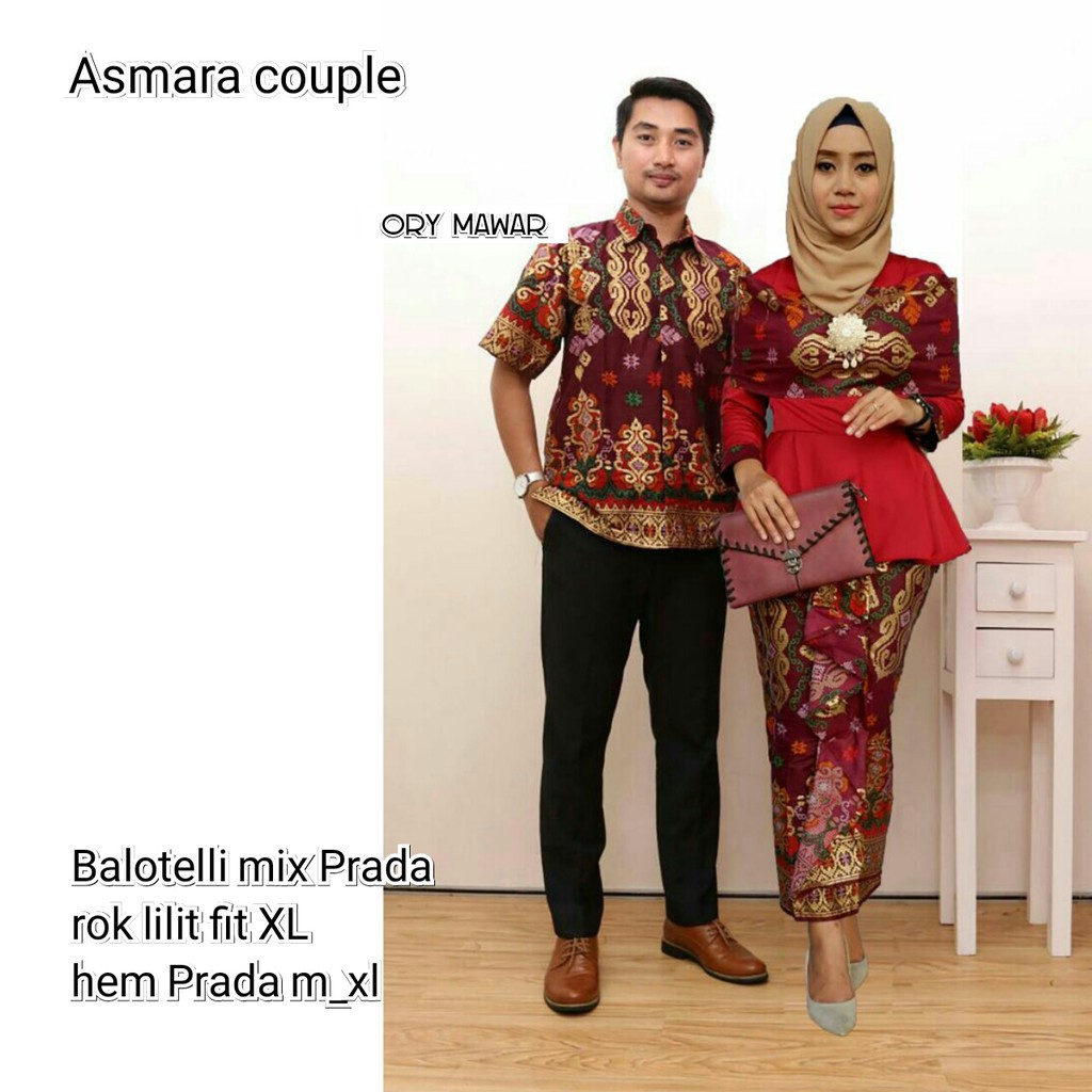 Sarimbit Batik Anggun Couple Asmara kemben - Warna Merah, Tosca, Late, Biru, Kuning - M L XL
