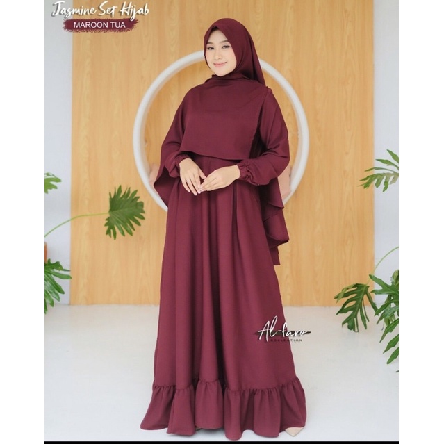 GAMIS WANITA SYAR'I MEWAH JASMINE SET HIJAB PASHMINA ORIGINAL ALFARO 2K22 JASMINE SET HIJAB SYAR'I N