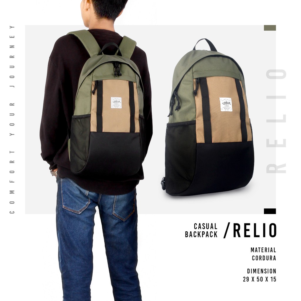 Tas Ransel Wanita Stylish Backpack Warna Olive - Blesco Relio Tas Kuliah Casual Dan Trendy