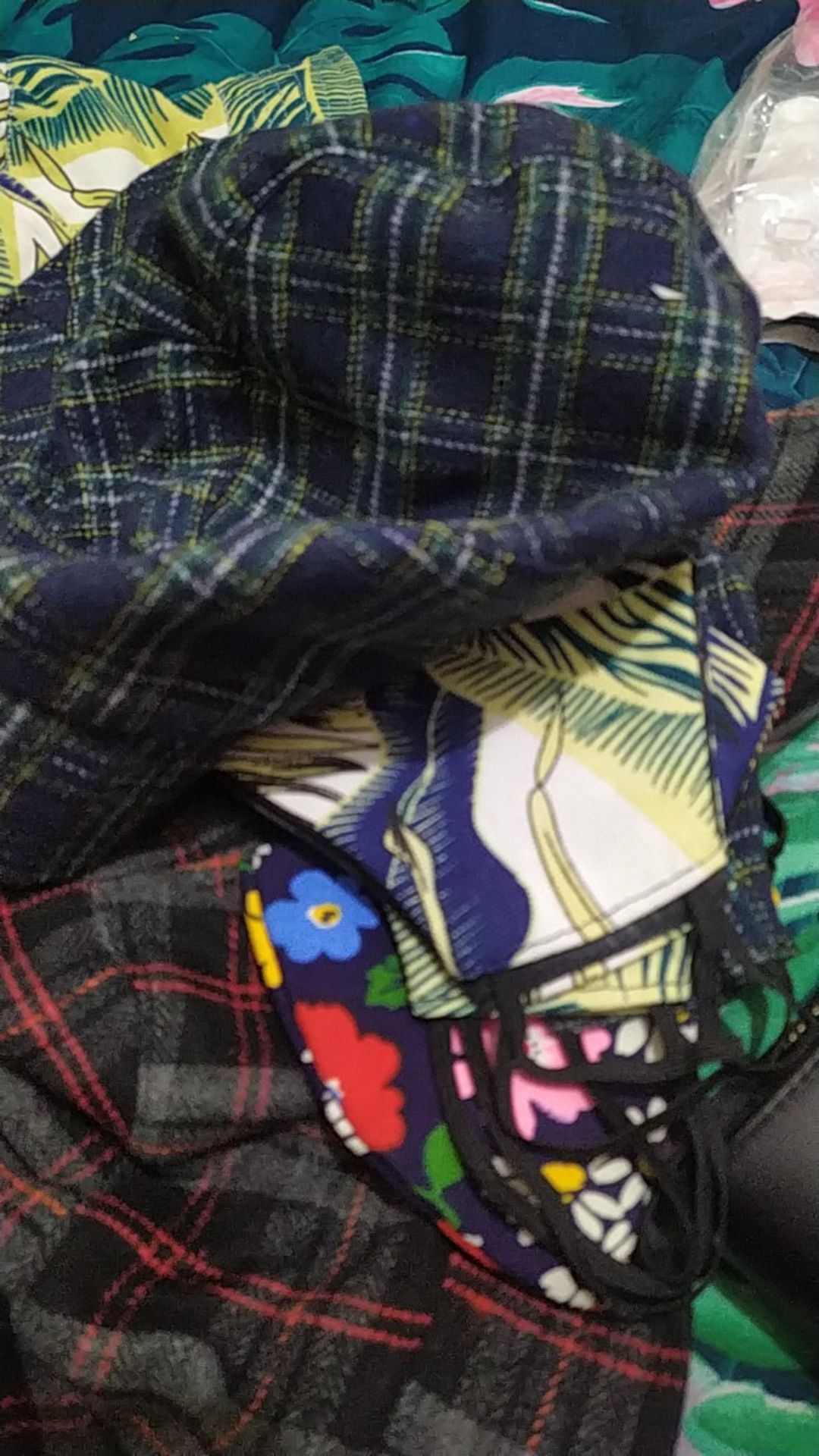 Masker Kain Motif Floral Tropical Adenia Daun Bunga Monstera Palem Palm 2 Lapis Kanvas Mask