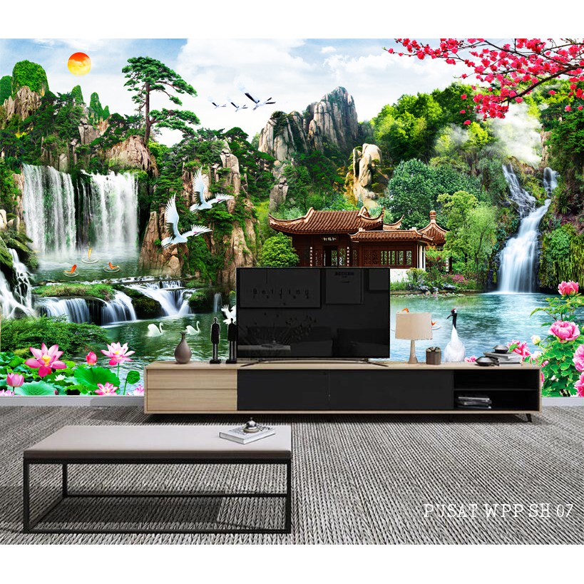 Wall Mural Custom 3d wallpaper Waterfall, wallpaper dinding pemandangan airterjun, wallpaper jendela