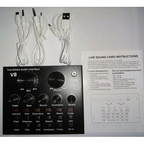 Sound Card V8 Mixer External Soundcard V8 USB Audio Live Broadcast V8