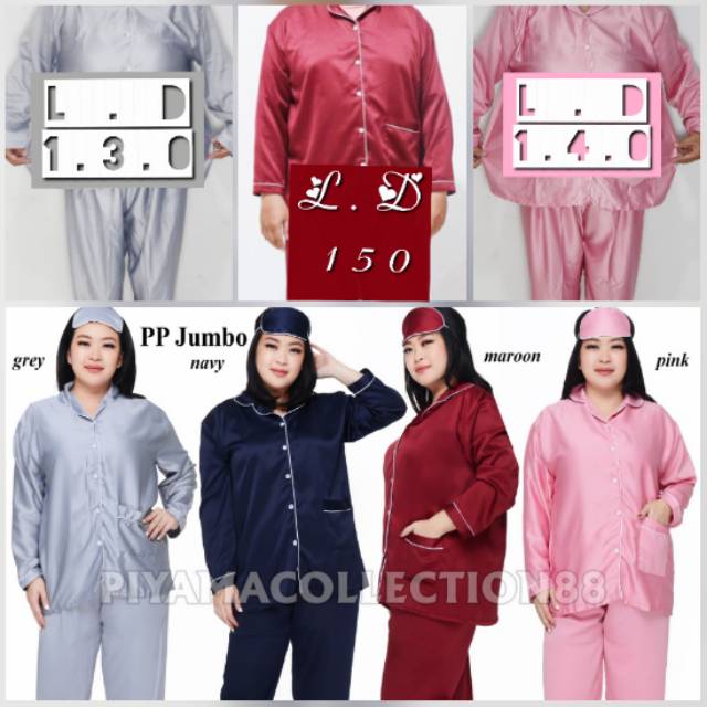 JUMBO SATIN POLOS PIYAMA / PAJAMAS LENGAN PANJANG LD 150 140 130