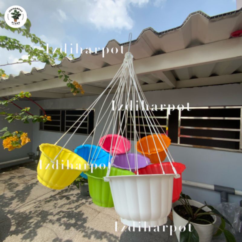 pot bunga tanaman gantung mawar warna warni 20cm - NKT MEWAH