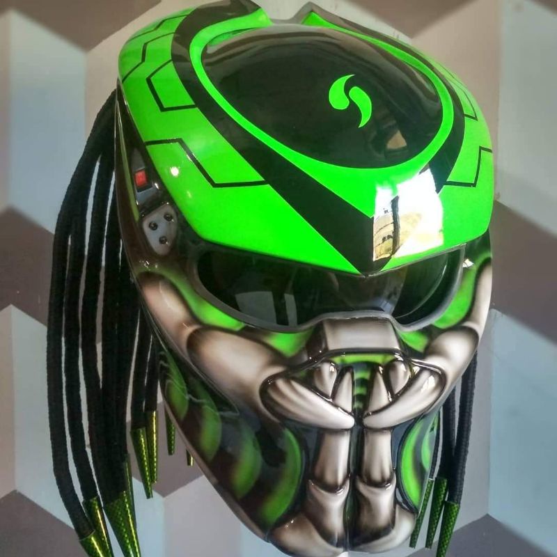 HIJAU HITAM / HELM PREDATOR CUSTOM BY D'K_A.BRUS SNI/DOT