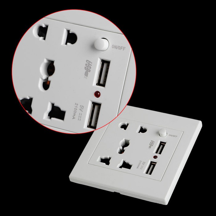 2 USB WALL SOCKET / Stop Kontak USB - Gold