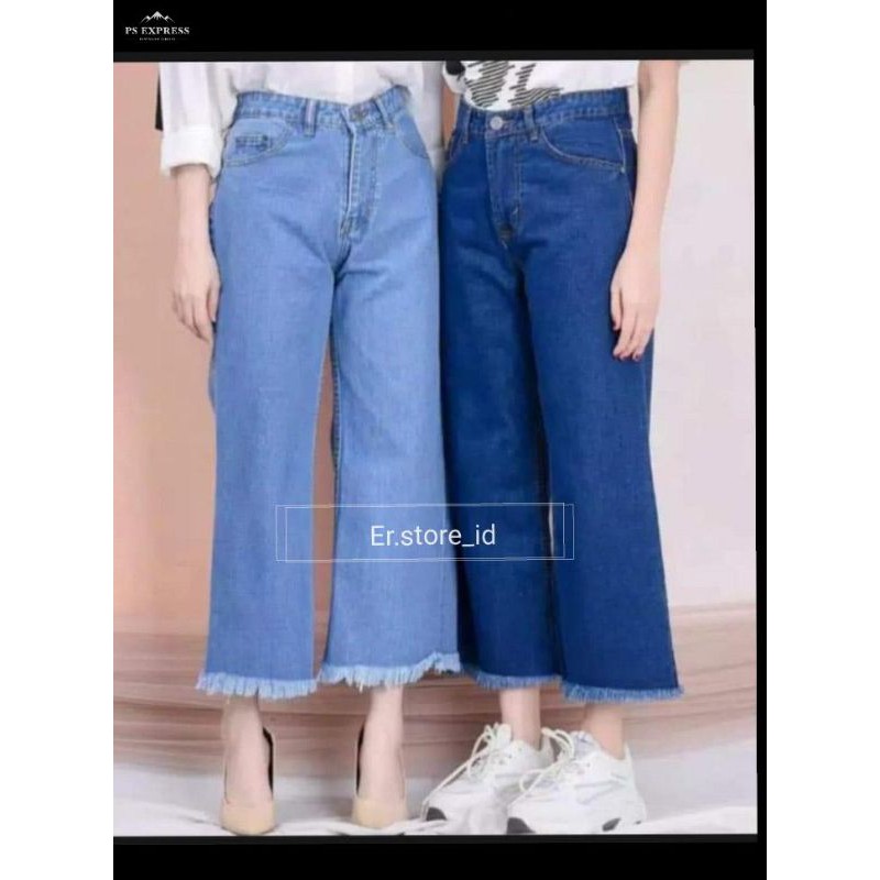 CELANA WANITA JEANS KULOT RAWIS / KULOT JEANS / BOYFRIEND RAWIS