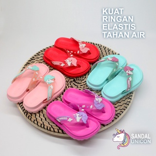 Sandal Jepit Anak Perempuan Bahan Karet Anti Licin Dan Nyaman Motif Unicon Terbaru