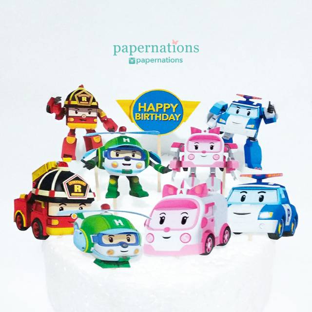 Cupcake Topper Robocar Poli / Topper Robocar Poli / Cake Topper Robocar Poli