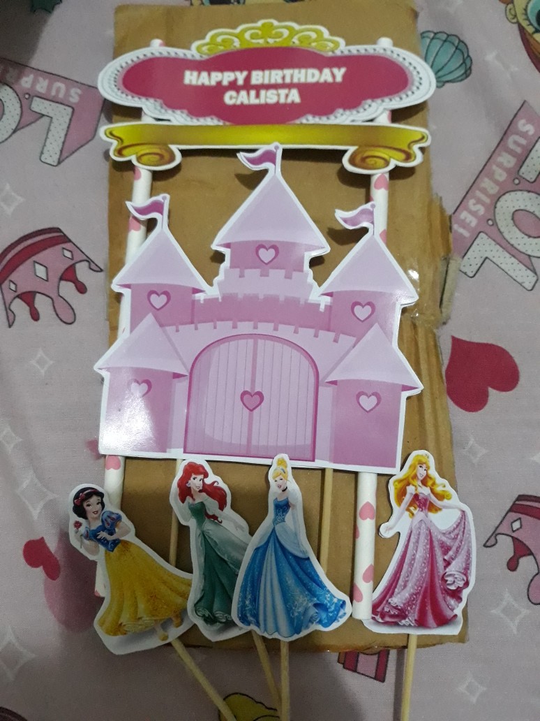 Topper Cake/cupcake Tambah Nama, Hiasan Kue Ulang Tahun, Motif <br />princess