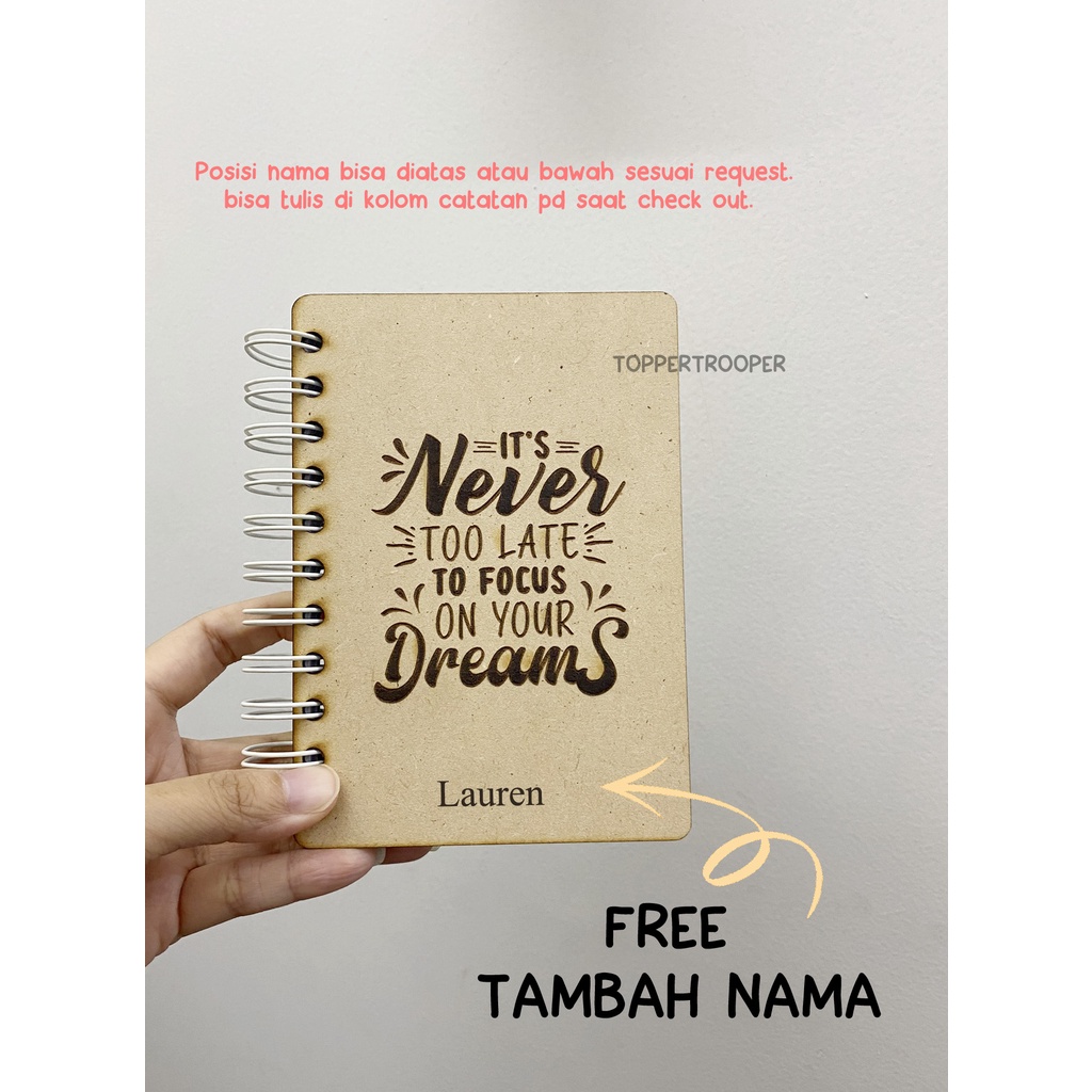 [Free Grafir Nama] NoteBook Kayu | Buku Kayu |Buku Jurnal | Diary | Notebook Buku Tulis Catatan Diary Agenda Kayu | Buku Tulis A6 /Notebook A6/Buku Tulis Sekolah  | Diary buku catatan  | Kado Buku | Hadiah Buku