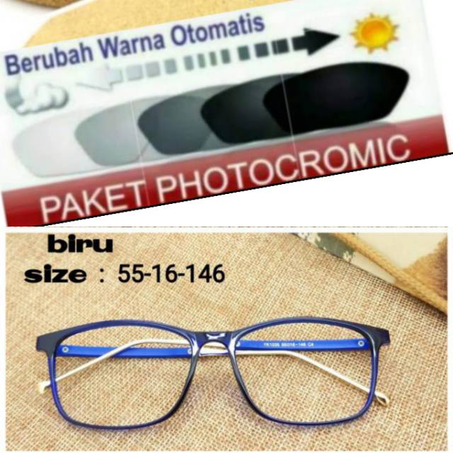 ( BAYAR COD ) PAKET HEMAT : Frame Kacamata Trendy Free Lensa Photocromic Anti Minus Dan Anti Radiasi