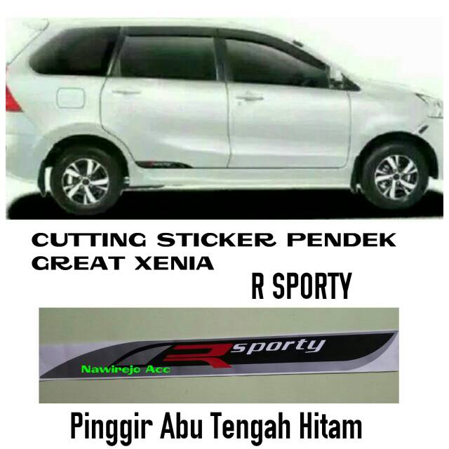 Stiker Body Mobil Pendek great Xenia R SPORTY Pinggir Abu Tengah Hitam