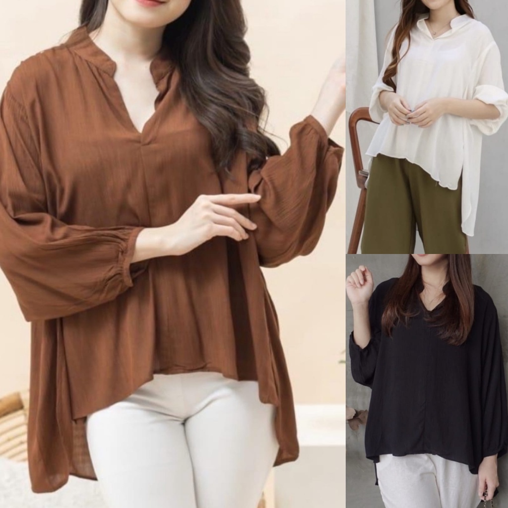 HOT ITEM!! BIANCA Crinkle BLOUSE CRINCLE ATASAN WANITA TERLARIS TUNIK KEKINIAN ATASAN MUSLIMAH